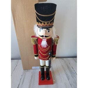 Lillian Vernon 22" Nutcracker wooden large Xmas collectible home decor figure
